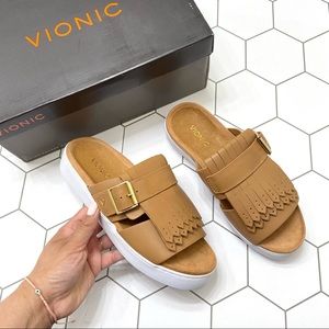 Vionic Splendid Fillmore Slides Tan Leather